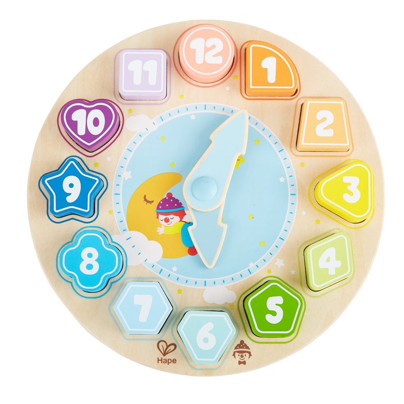Hape&金宝贝 艺智积木时钟2-6岁儿童认知玩具数字益智玩具学习认时间木质男孩女孩玩具