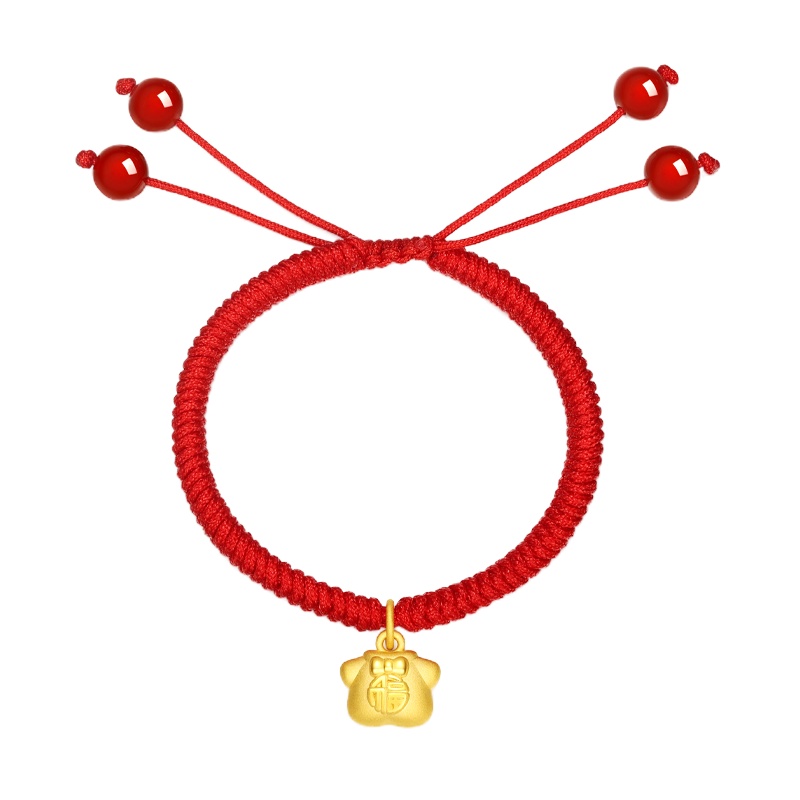 周贝贝珠宝 小金衣 黄金足金3D硬金 转运珠手链 宝宝款 周岁礼 生日礼物 ZYJS0007