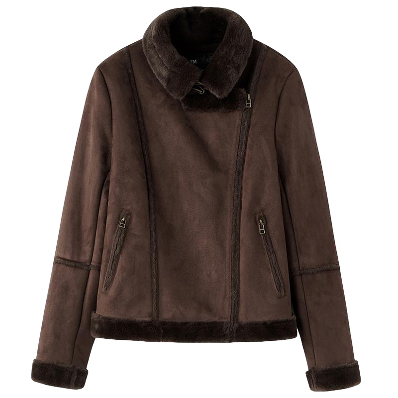 拉夏贝尔韩版加厚短外套女冬季新款长袖学生百搭宽松拉链夹克上衣女潮