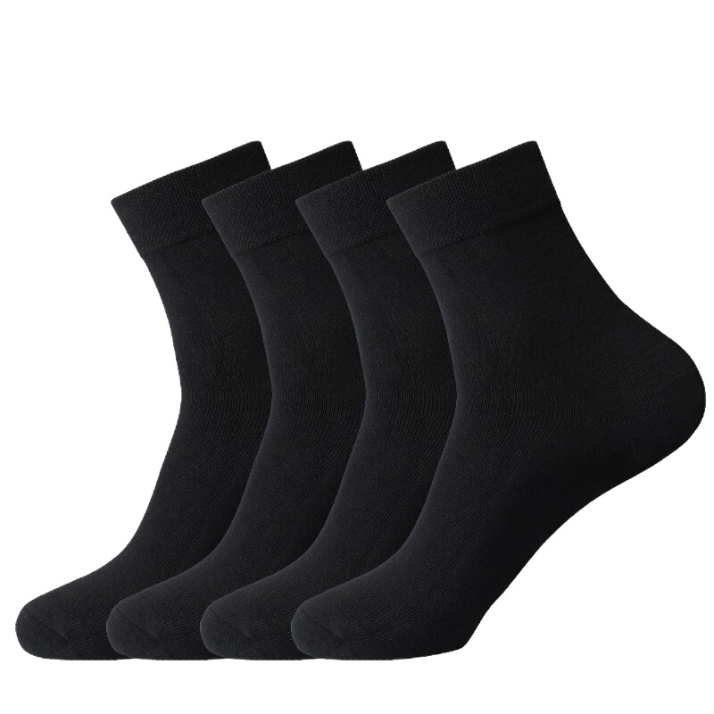 ±0 袜子 男士纯棉黑色袜子 一双装