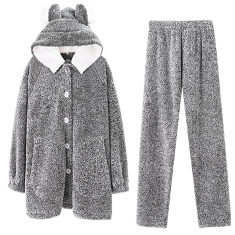 安之伴睡衣女晚秋圆领套装阳离子家居服