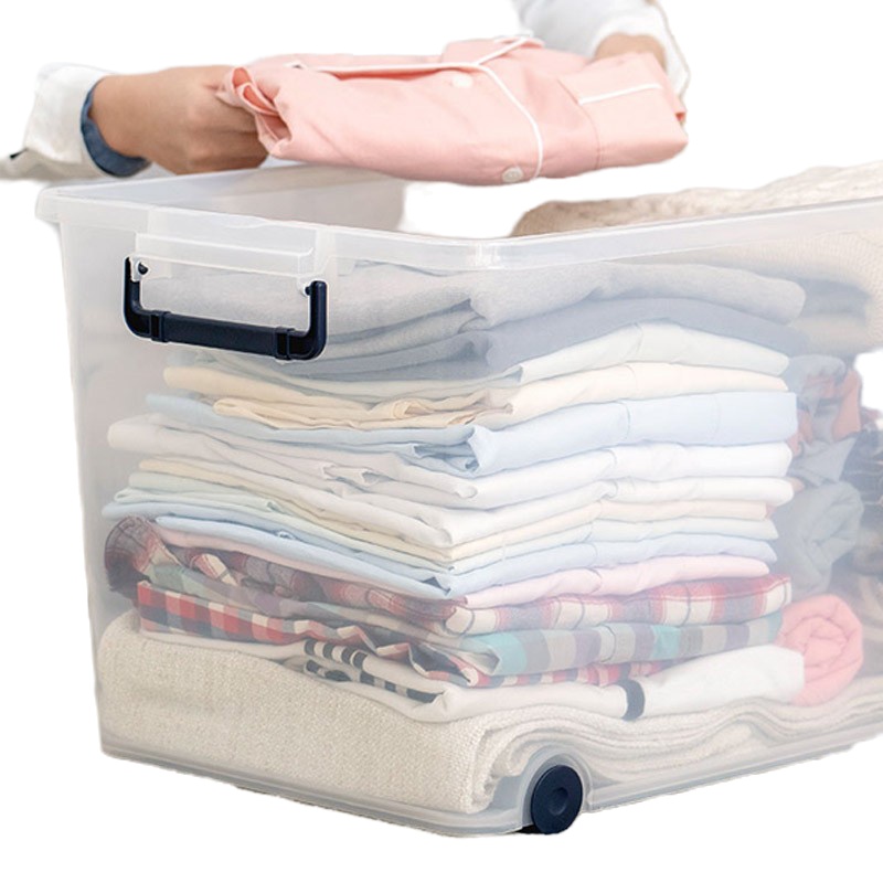 日本爱丽思IRIS 透明塑料收纳盒特大号衣服儿童整理箱有盖收纳箱家用爱丽丝3个装 TFC440(（约110L）)