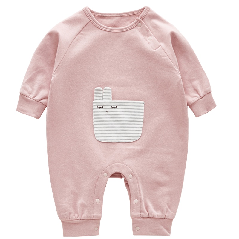 优简宝宝连体衣春夏婴儿套头外穿棉对襟连体衣长爬服外出服儿童家居服