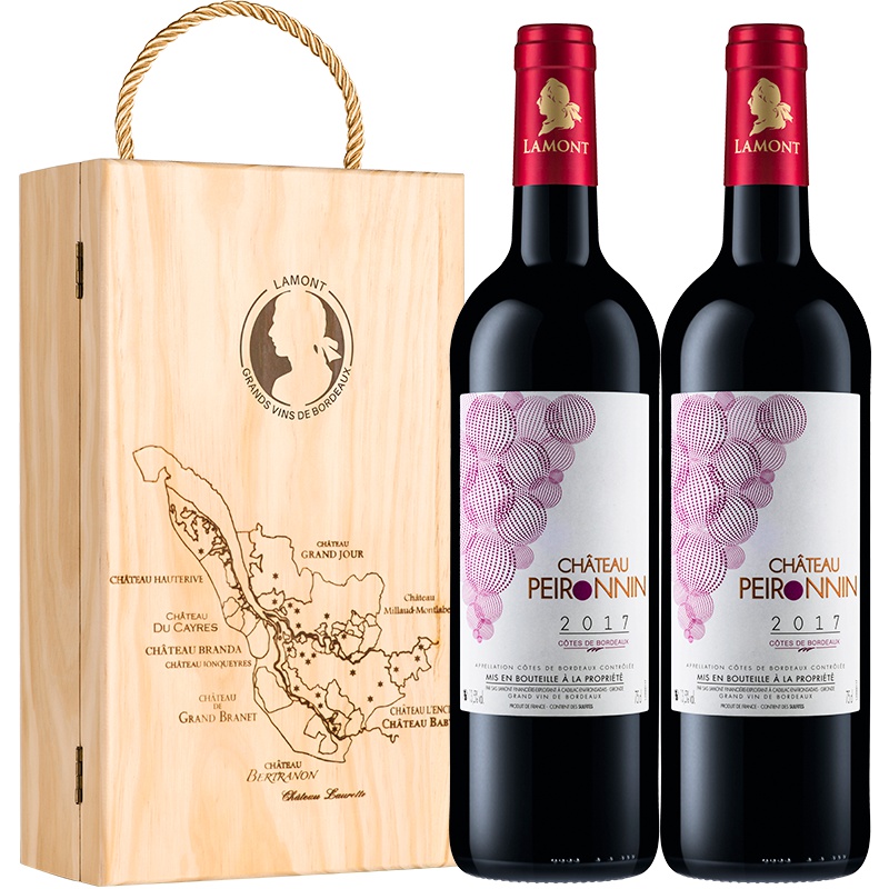 [拉蒙自营旗舰店]拉蒙,LAMONT红酒法国波尔多原瓶进口AOC级 宝蓝亭酒庄干红葡萄酒 双支装750ml*2