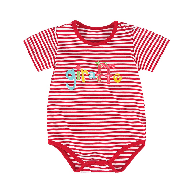 hello mika 米卡夏季男女宝宝短袖肩开爬服婴儿包屁衣连体衣