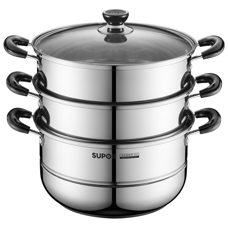苏泊尔(SUPOR)真味鲜304不锈钢三层复底蒸锅EZ28BS10