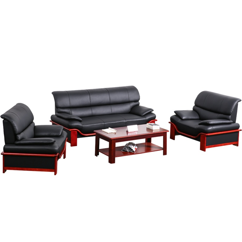 [红心家居]办公沙发三人位简约小型办公沙发茶几组合商务会客沙发