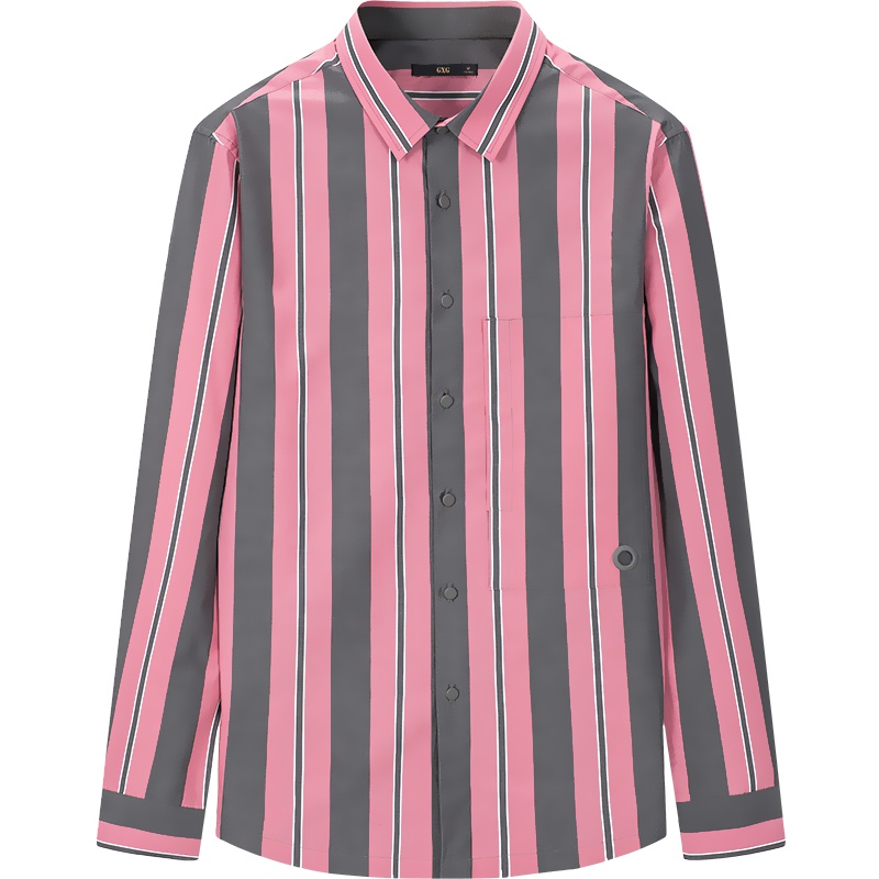 GXG男装 春季商场同款灰粉色长袖衬衫