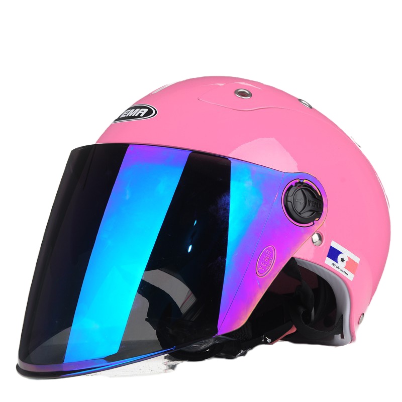 野马头盔电动摩托头盔男夏季女防晒双镜片防紫外线电瓶车夏盔332
