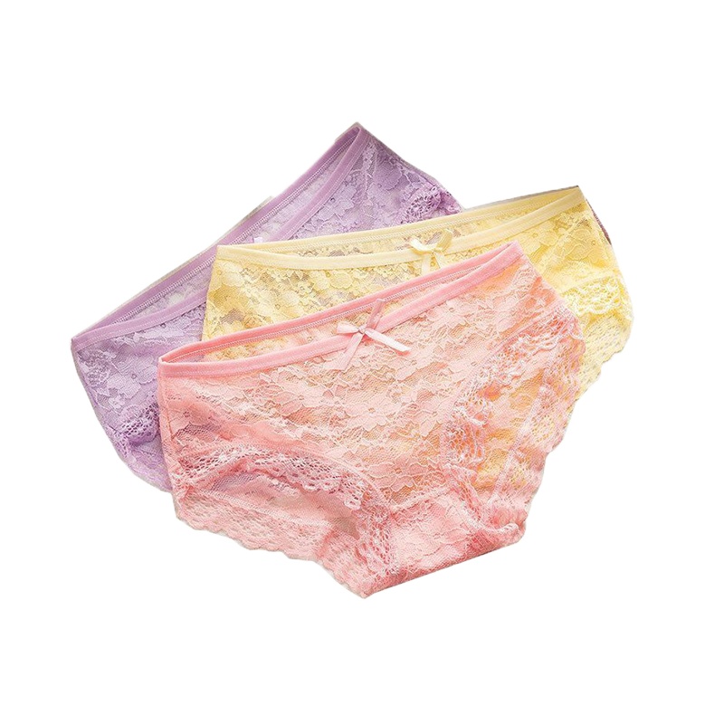 [五条装]内裤女蕾丝诱惑大码透明低腰性感火辣无痕女士三角裤女士内裤三角裤头裤衩性感蕾丝无痕女生式纯色棉裆低腰情趣