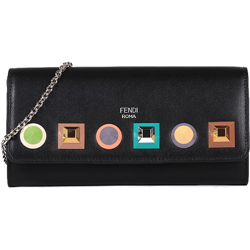 FENDI 女士牛皮彩虹铆钉装饰单肩斜挎包钱包 8M0365 SR0