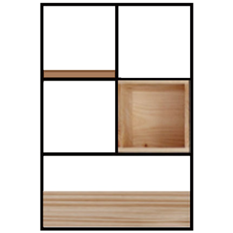 书架置物架书柜落地实木现代简约客厅简易卧室隔断铁艺复古小格子安心抵