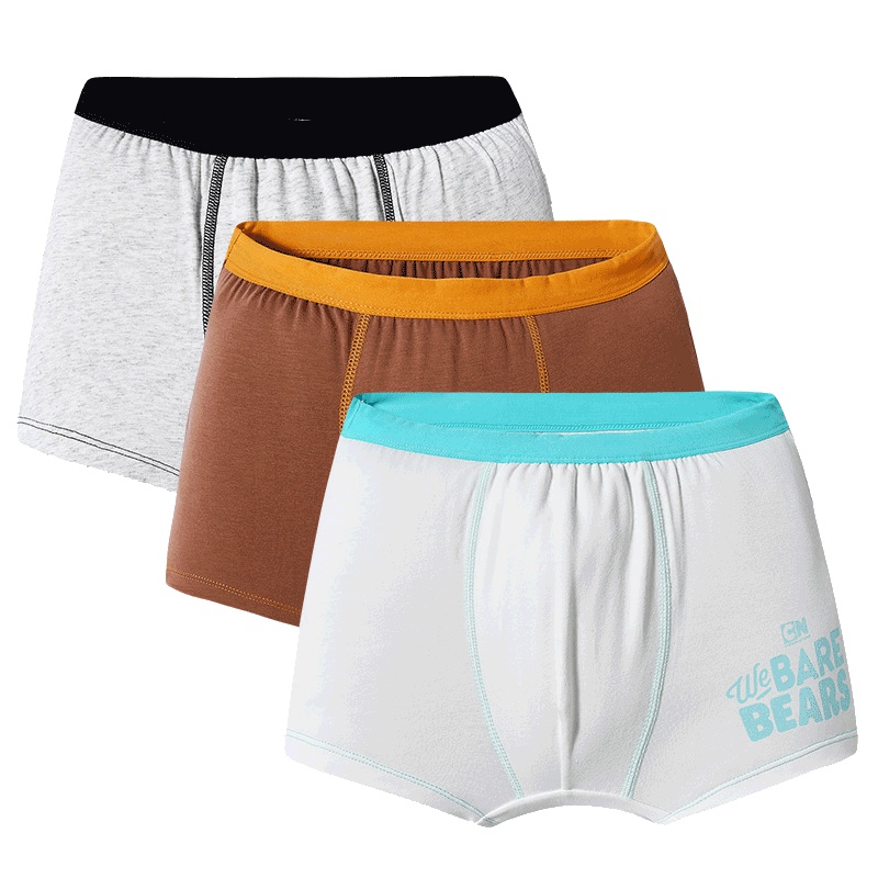 三枪咱们裸熊舒肤弹力棉男童平脚裤(三枚装)