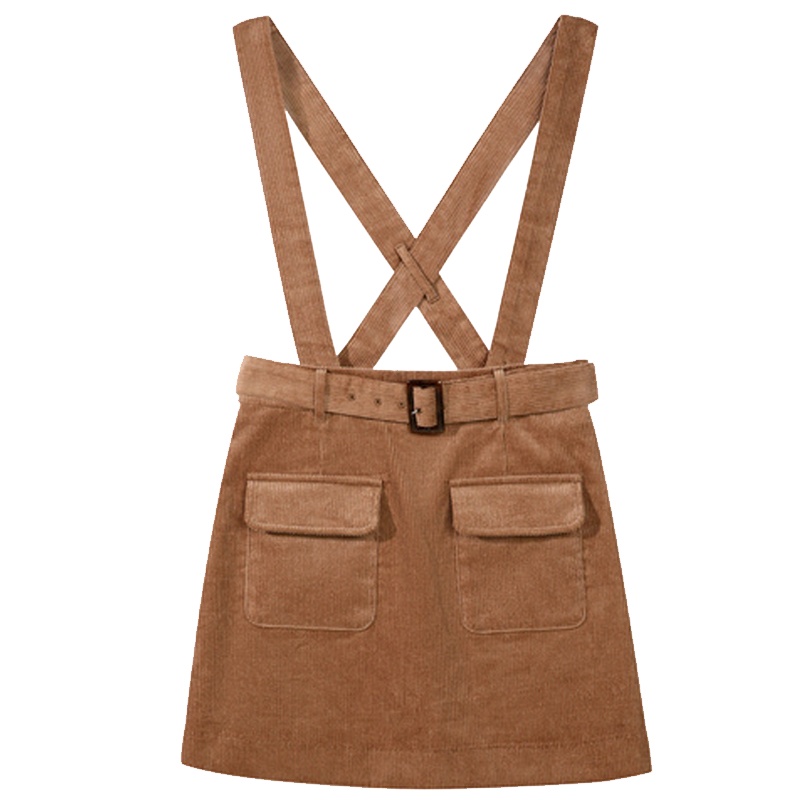 【专柜同款】灯芯绒背带裙女装收腰2019秋冬新款甜美半身裙小香风a字网红裙子20015713