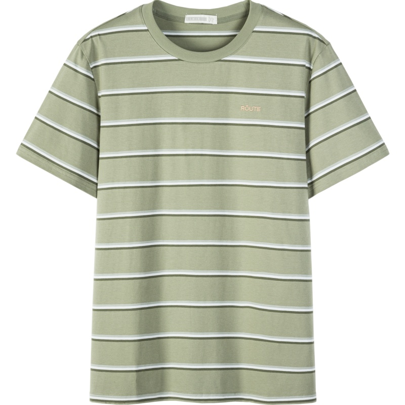 【满198减100预估价：46】森马短袖T恤男2021夏季新款条纹刺绣上衣圆领套头衫潮流撞色体恤