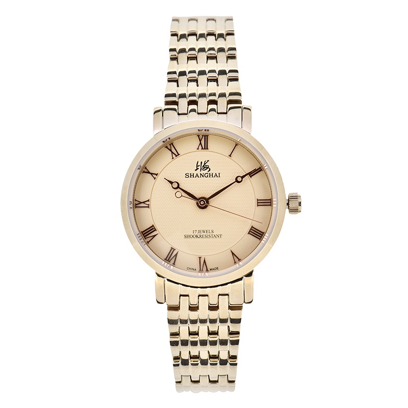 上海(SHANGHAI)手表三针日历系列手动机械机芯女表637日历超薄潮流时尚商务休闲国朝腕表