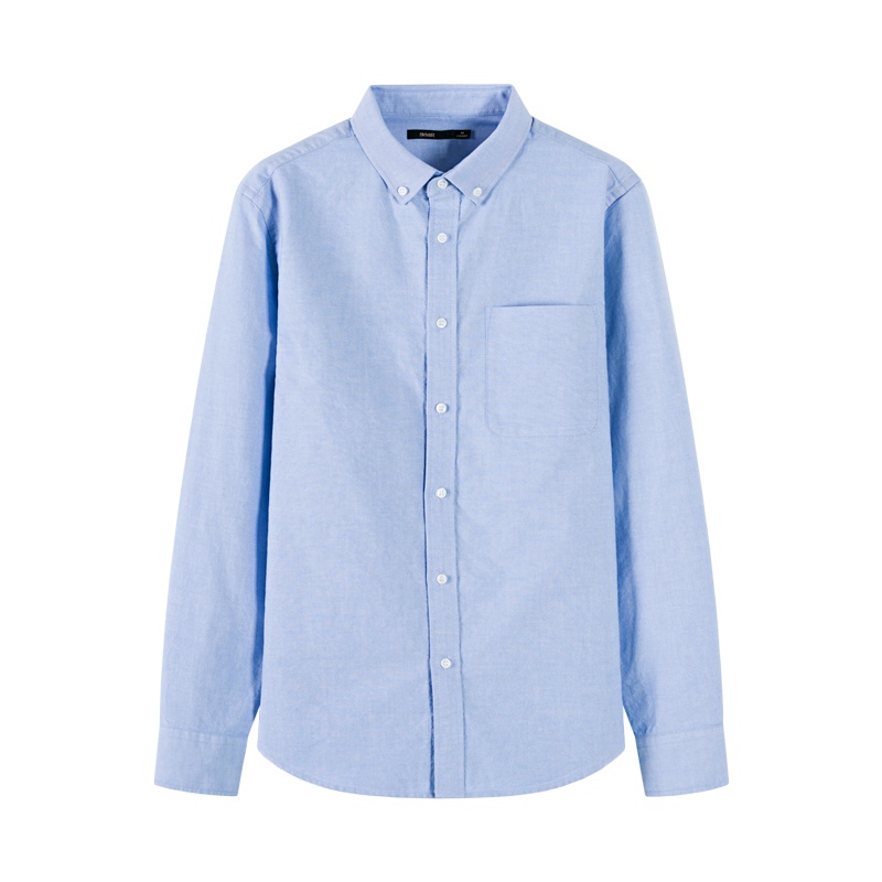 森马长袖衬衫男年轻春秋牛津纺衬衫外套男士纯棉休闲潮流白寸衣