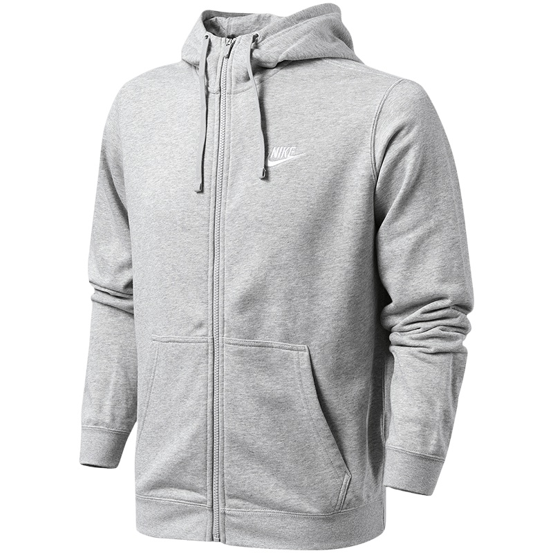 NIKE耐克男装夹克运动休闲针织保暖连帽运动服外套804392 L 灰色