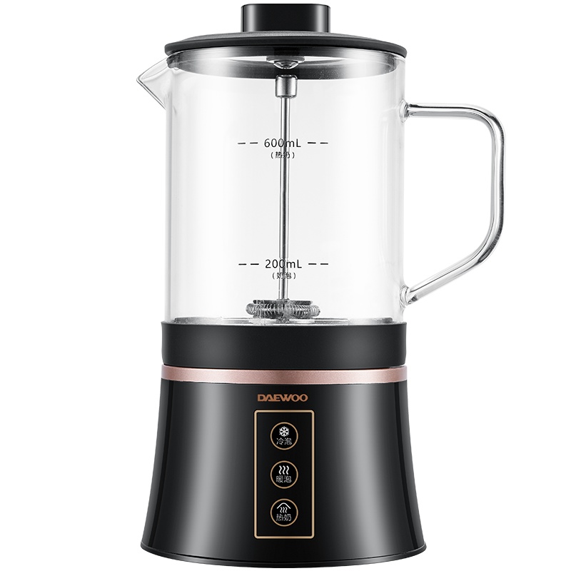 大宇(DAEWOO)奶泡机电动打奶泡器家用自动打奶泡器冷热搅拌杯咖啡打奶泡机 曜石黑