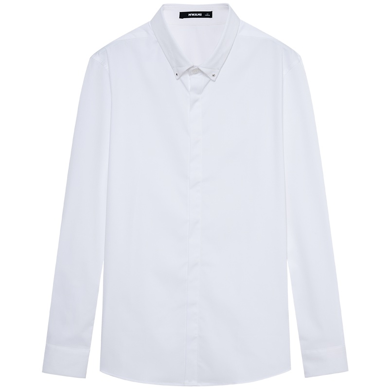 莫畏长袖衬衫男装2018新款夏季白色衬衣男韩版时尚休闲男士衬衫