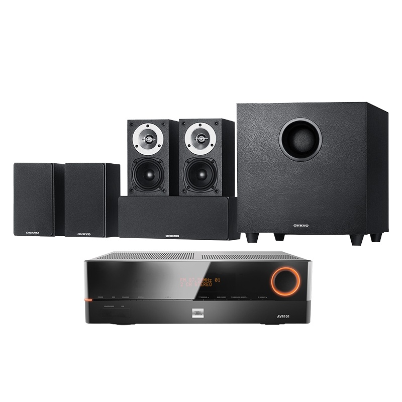 Onkyo/安桥 SKS-HT538 +JBL AVR101功放 5.1声道家庭影院音响组合客厅壁挂式音箱套装