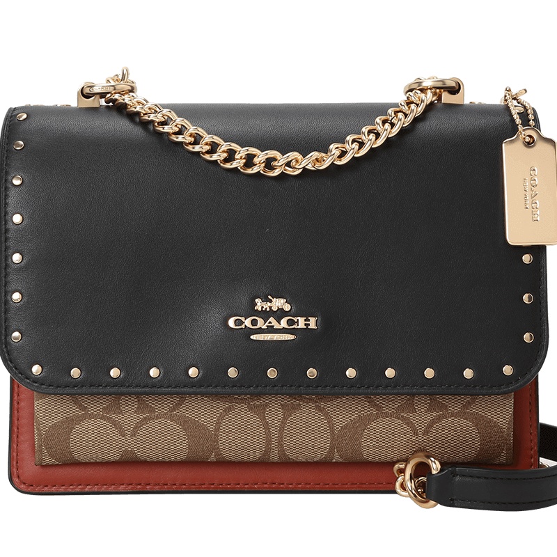 COACH 蔻驰 F 女士斜挎包口盖包 织物拼皮90400