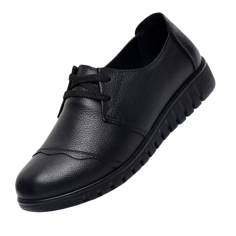 策霸2019新款女士单鞋中老年女鞋舒适妈妈鞋头层牛皮多款可选平底休闲鞋女鞋