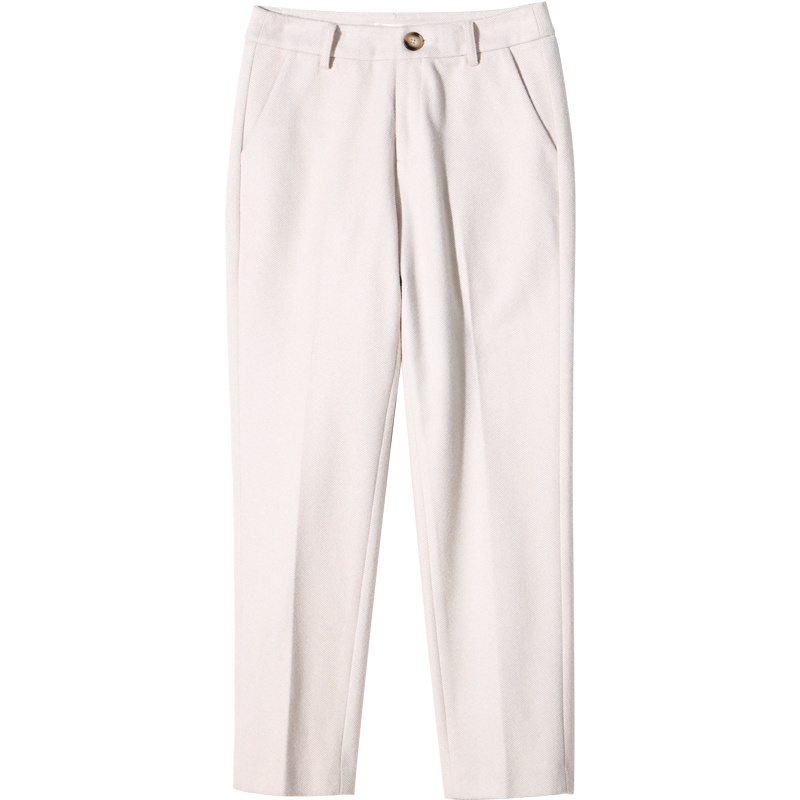 娅丽达女裤烟管裤女2019秋冬新款直筒西装裤宽松职业仿毛呢长裤I4616