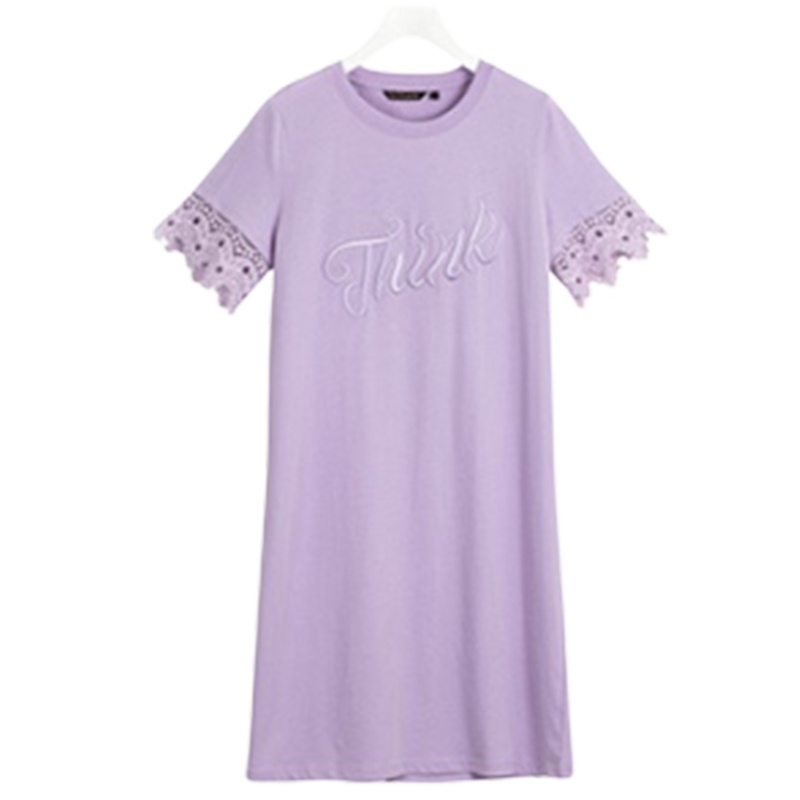 【专柜同款】拉夏贝尔夏款连衣裙女蕾丝休闲小清新短裙短袖短裙10018458