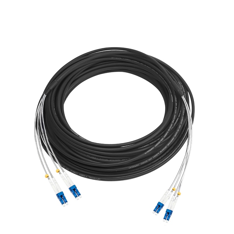 博扬 单模四芯室外光缆铠装防水抗拉抗弯曲拉练光纤 200米+LC头--LC头 防水PDLC BY-4S-LC200M-N