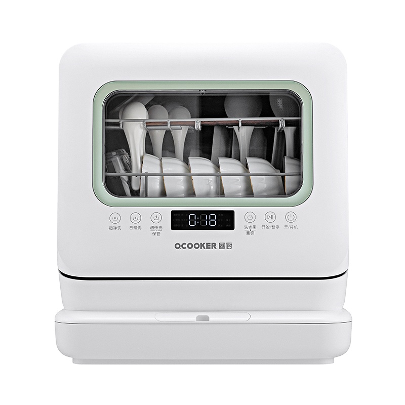 圈厨洗碗机家用免安装小型6套全自动台式迷你智能洗碗机刷碗机洗菜机储碗柜高温烘干神器小米生态链A6含外置水箱