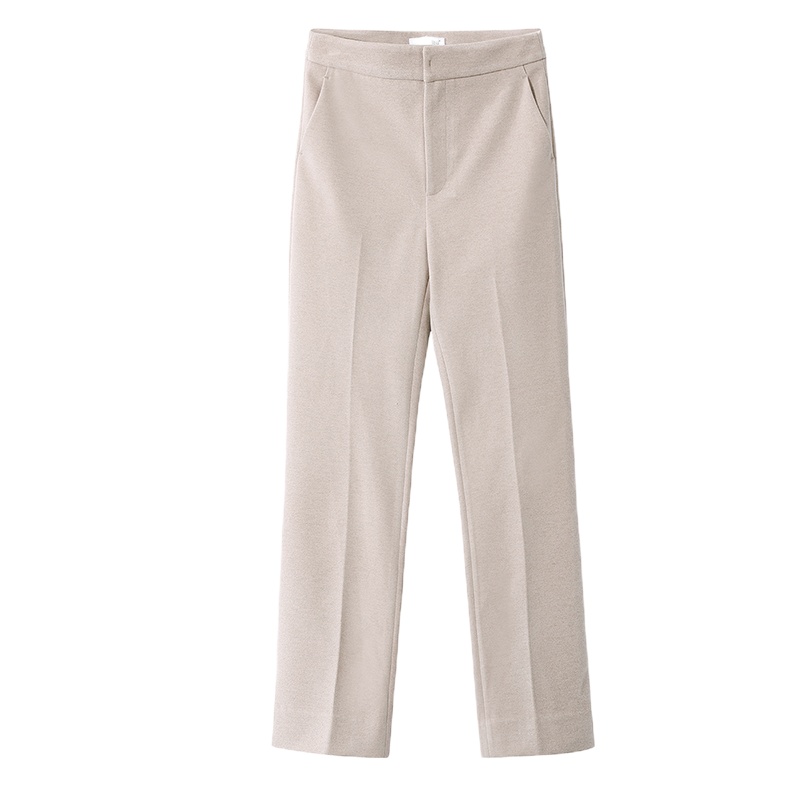 OSA毛呢裤子女秋冬2021年新款高腰显瘦烟管裤百搭休闲直筒西装裤