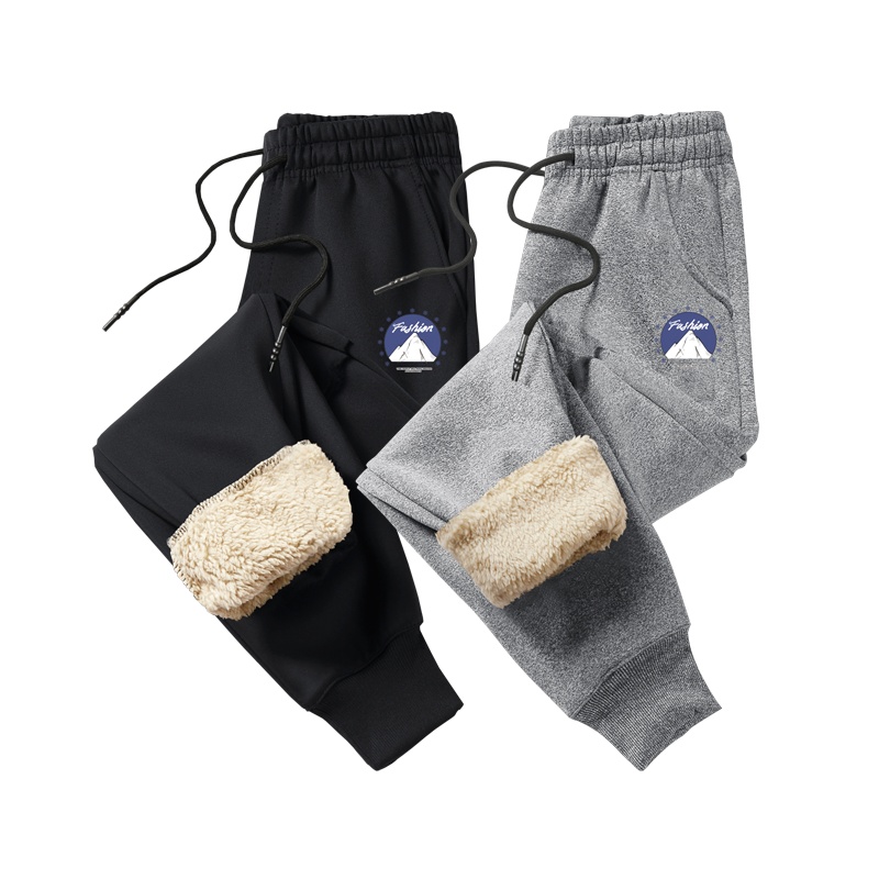 DEBRAND裤子男士2021新款冬季宽松休闲加绒加厚卫裤帅气潮流长裤