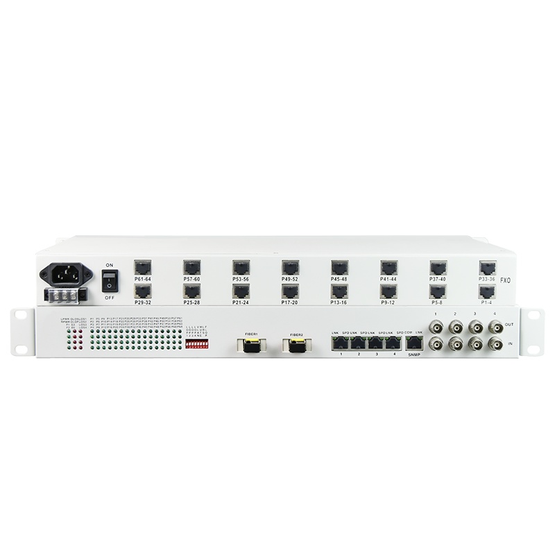 博扬 BY-64P4GV-60km 综合业务电话光端机 64路电话+4路千兆以太网隔离 单纤60km 机架式 1对价
