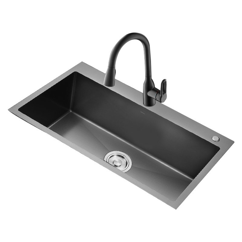 摩恩石槽水槽石英石单槽洗菜池花岗岩石厨盆水龙头水槽套装27905BL01