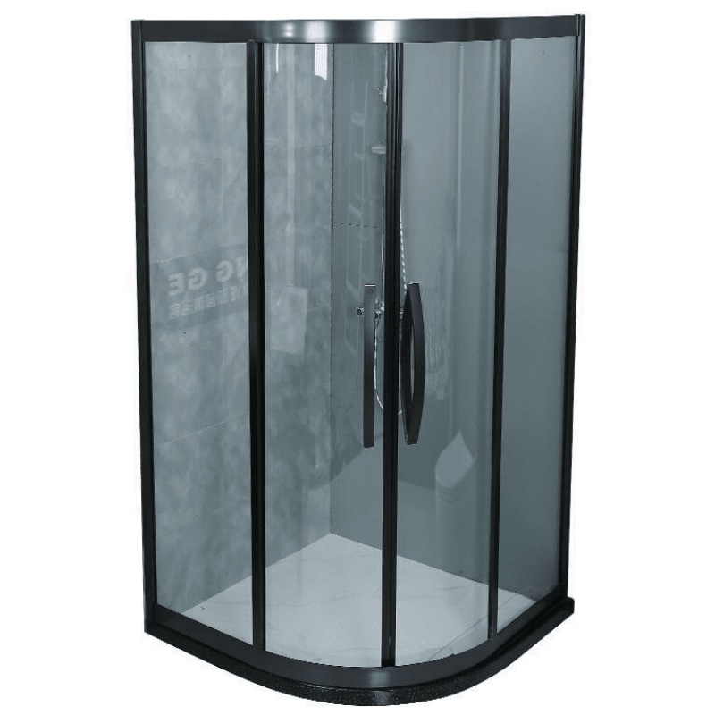弧形淋浴房不锈钢扇形简易卫生间洗澡间干湿分离钢化玻璃非标定制 黑色款1200*900 不含蒸汽安心抵