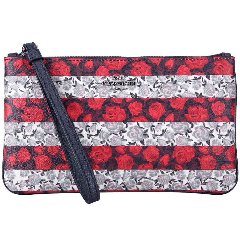 蔻驰coach女包奢侈品欧美时尚印花花色皮质长款手拿包方形零钱包女手包