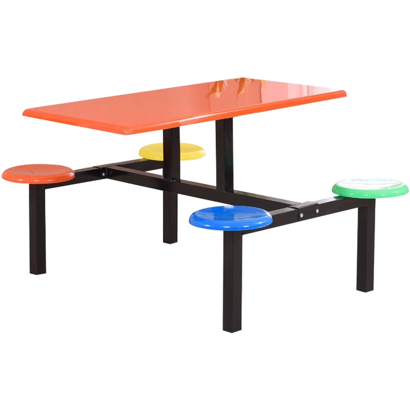 三能 办公家具员工食堂餐桌椅 4人6人8人桌连体桌椅组合不锈钢快餐桌椅