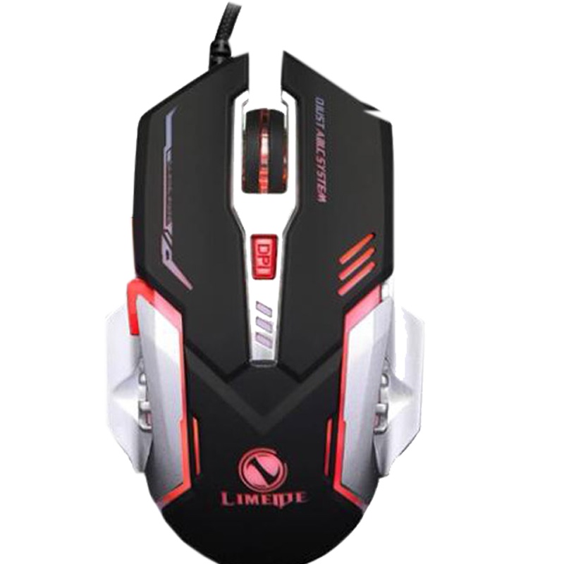 LIMEIDE V2七彩呼吸灯发光静音游戏光电鼠标 有线笔记本台式电脑人体工鼠标 办公游戏USB鼠标(白色)