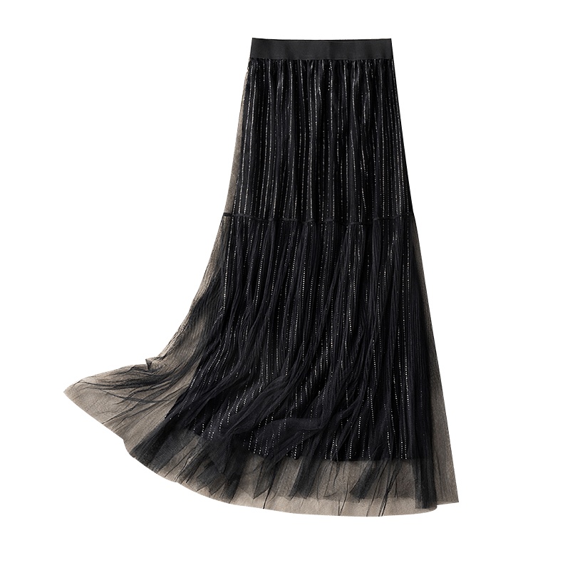 丝柏舍2019秋装百褶时尚纯色收腰修身中长款半身裙S93T4914B