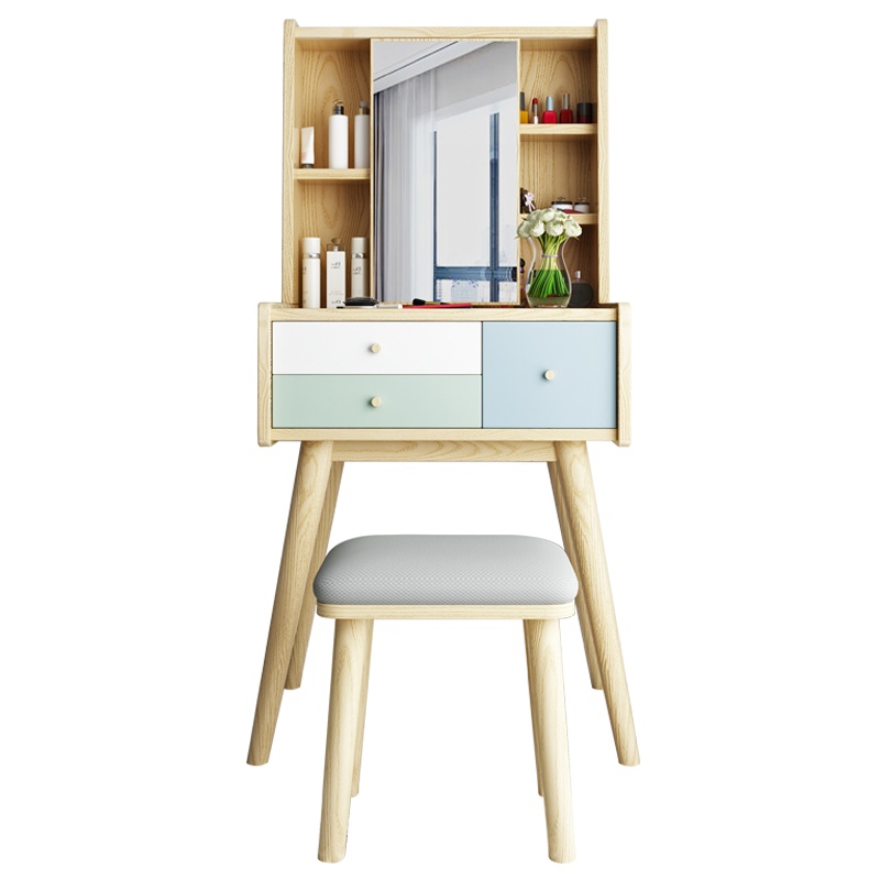 一米色彩 梳妆台 网红ins风北欧化妆桌 小户型迷你现代简约 60cm轻奢实木脚化妆台 卧室家具