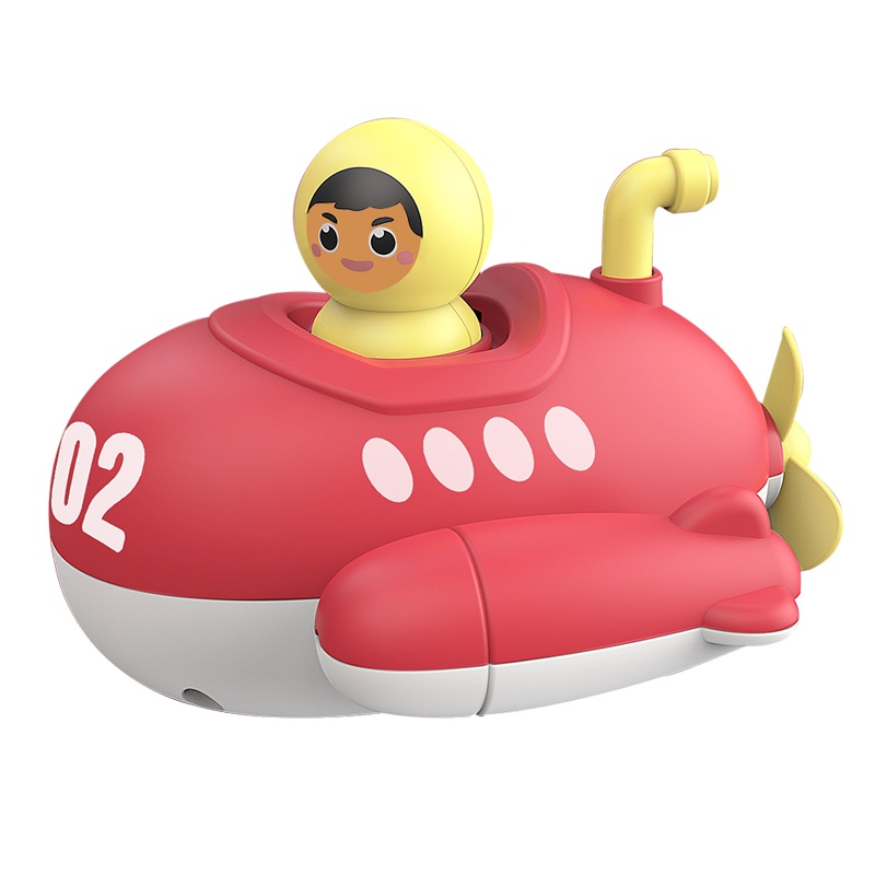 捷光玩具 宝宝洗澡玩具儿童沐浴小孩婴儿游泳戏水双喷枪潜水艇男孩女孩玩具抖音款 [白红两款随机]