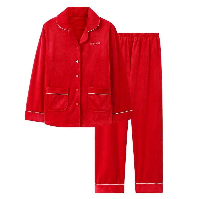 猫人睡衣女秋冬季保暖海岛绒长袖开衫韩版薄款珊瑚绒家居服套装