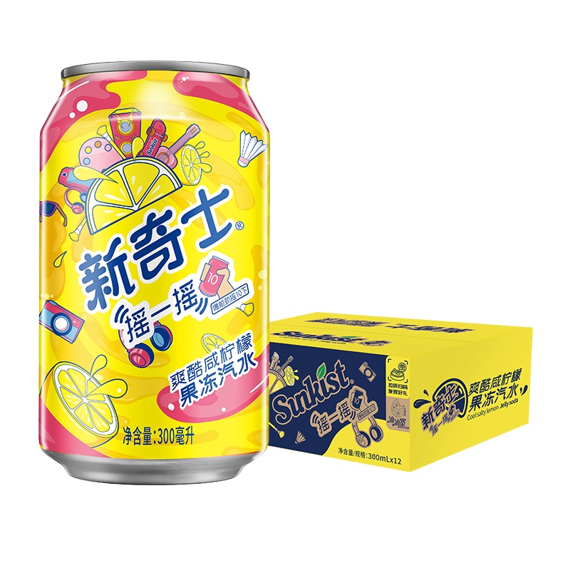 屈臣氏(Watsons)新奇士 爽酷咸柠檬果冻汽水 300ml*12 整箱装