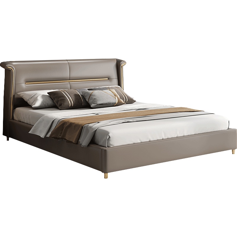 煜蒂家具旗舰店 后现代轻奢意大利真皮床意式1.5米1.8米现代简约主卧港式高箱储物纳帕婚床 小户型经济型创意榻榻米床