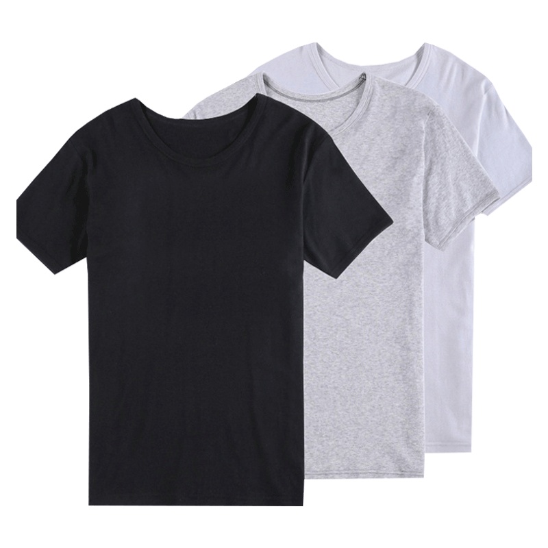 南极人男士时尚休闲精梳棉短袖圆/V领平板纯色汗衫T恤