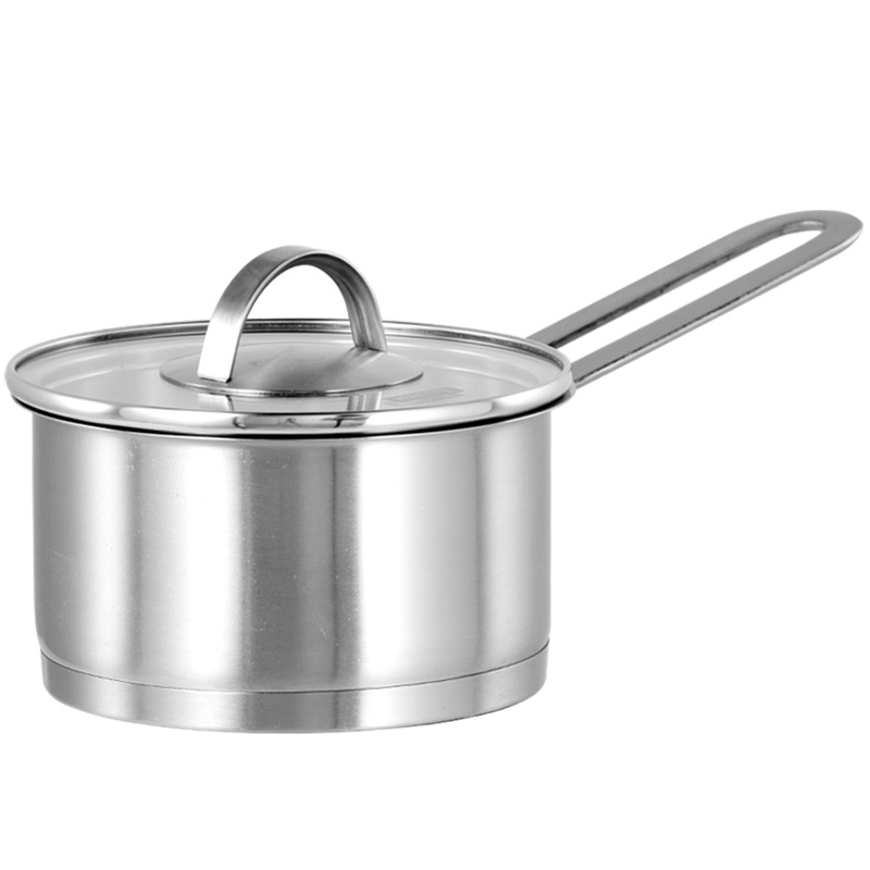 红厨小奶锅家用不粘锅麦饭石泡面热奶宝宝锅婴儿煎煮一体锅儿童辅食锅 16cm不锈钢团圆奶锅(炉灶通用、带盖)