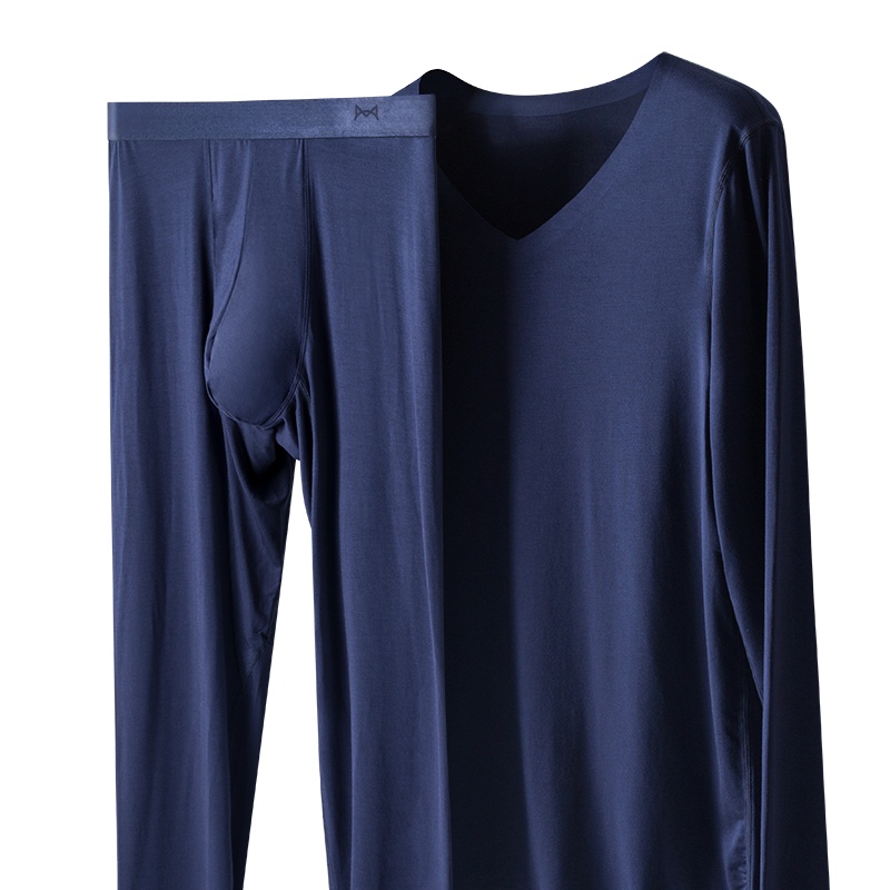 猫人无痕秋衣秋裤男套装莫代尔男士秋衣裤白色超薄款修身保暖内衣