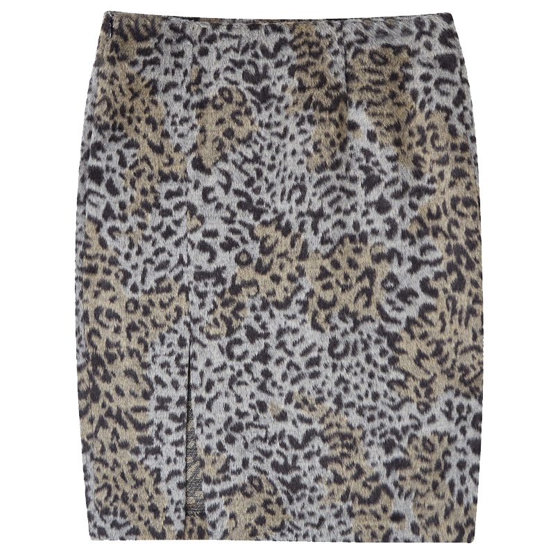 【专柜同款】拉夏贝尔秋冬新款高腰修身显瘦时尚一步裙豹纹半身裙女10019603