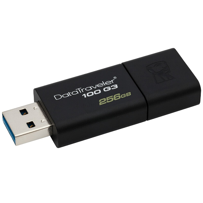 金士顿256GB USB3.0 U盘 DT100G3 黑色 滑盖设计 时尚便利